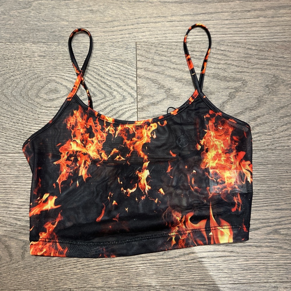 Motel mesh flame crop top